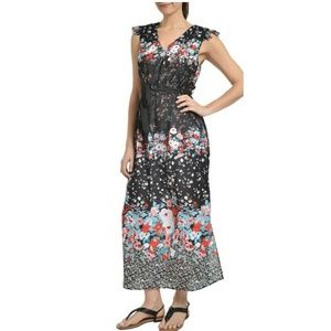 NY Collection Small Black Floral Maxi Dress 8BD57